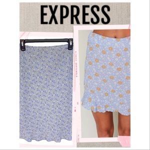Flash Sale EXPRESS Skirt floral print blue flowy skirt Lovely Feminine Size 1/2